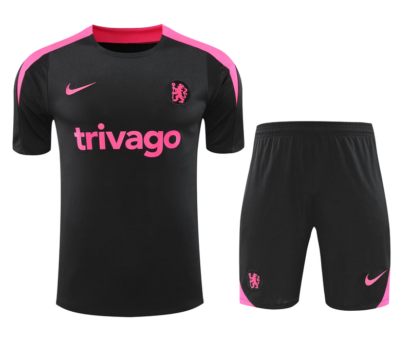 Conjunto de Treino Chelsea 24/25 - Preto e Rosa