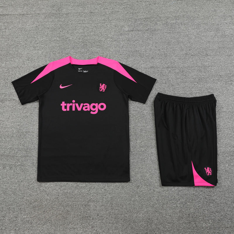 Conjunto de Treino Chelsea 24/25 - Preto e Rosa