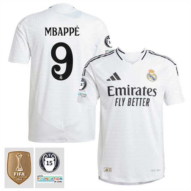 Camisa Real Madrid Home 24/25 #MBAPPÉ 9 & +Patchs