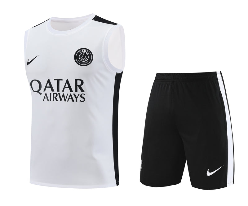 Kit de Treino Regata PSG 23/24 - Branco e Preto