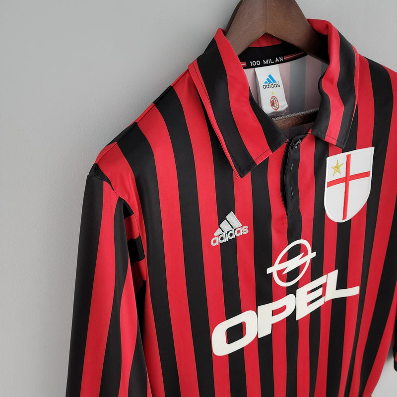 Camisa Manga Longa Milan 1999/2000 Adidas - Preto e Vermelho